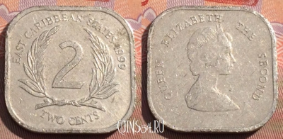 Восточные Карибы 2 цента 1999 года, KM# 11, 106c-059