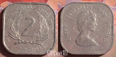 Восточные Карибы 2 цента 2000 года, KM# 11, 063j-056