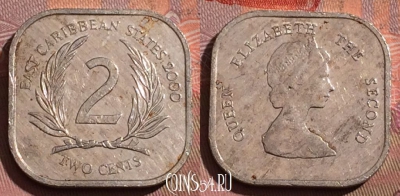Восточные Карибы 2 цента 2000 года, KM# 11, 224b-144
