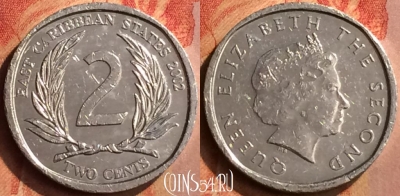 Восточные Карибы 2 цента 2002 года, KM# 35, 117n-086