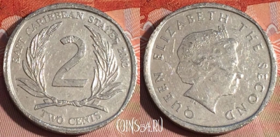 Восточные Карибы 2 цента 2002 года, KM# 35, 228a-056
