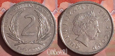 Восточные Карибы 2 цента 2004 года, KM# 35, 054i-199