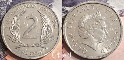 Восточные Карибы 2 цента 2004 года, KM# 35, a075-134
