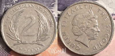 Восточные Карибы 2 цента 2004 года, KM# 35, a095-134