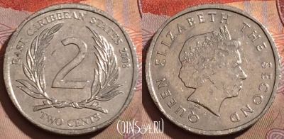 Восточные Карибы 2 цента 2008 года, KM# 35, 205b-087