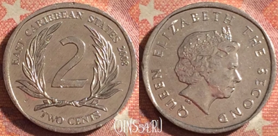 Восточные Карибы 2 цента 2008 года, KM# 35, 377-044