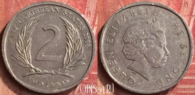 Восточные Карибы 2 цента 2008 года, KM# 35, 397-133