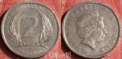 Восточные Карибы 2 цента 2008 года, KM# 35, 398-142