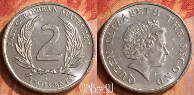 Восточные Карибы 2 цента 2011 года, KM# 35, 070n-025