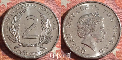 Восточные Карибы 2 цента 2011 года, KM# 35, 350-080