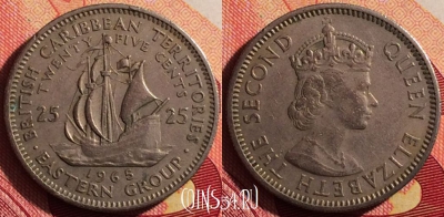 Восточные Карибы 25 центов 1965 года, KM# 6, 214i-033