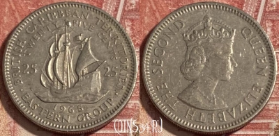 Восточные Карибы 25 центов 1965 года, KM# 6, 482р-061 ♛