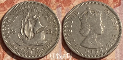 Восточные Карибы 25 центов 1965 года, KM# 6, 498р-068