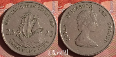 Восточные Карибы 25 центов 1986 года, KM# 14, 238f-073