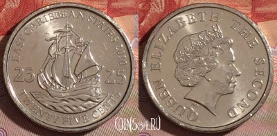 Восточные Карибы 25 центов 2010 года, KM# 38a, 080e-025