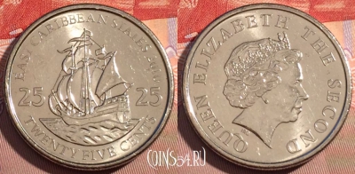 Восточные Карибы 25 центов 2010 года, KM# 38a, 090b-032