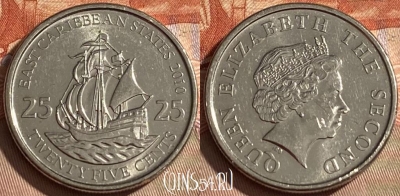Восточные Карибы 25 центов 2010 года, KM# 38a, 109r-009