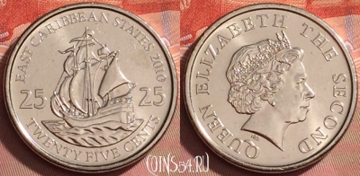 Восточные Карибы 25 центов 2010 года, KM# 38a, 202l-057