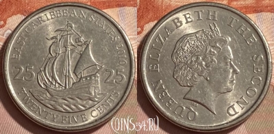 Восточные Карибы 25 центов 2010 г., KM# 38a, 227r-120 ♛