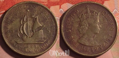 Восточные Карибы 5 центов 1965 года, KM# 4, 224a-101
