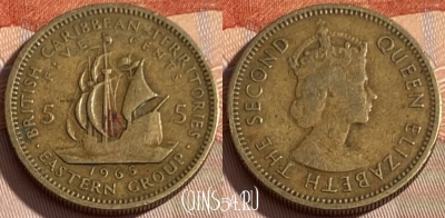 Восточные Карибы 5 центов 1965 года, KM# 4, 297q-104