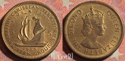 Восточные Карибы 5 центов 1965 года, KM# 4, 374-074