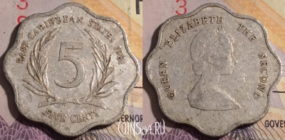 Восточные Карибы 5 центов 1981 года, KM# 12, 181a-102