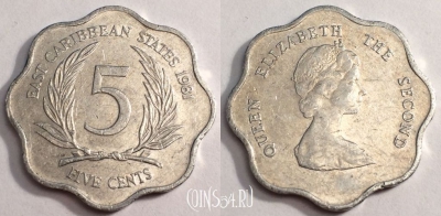 Восточные Карибы 5 центов 1981 года, KM# 12, 067-037a
