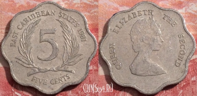 Восточные Карибы 5 центов 1981 года, KM# 12, a071-049