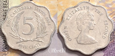 Восточные Карибы 5 центов 1984 года, KM# 12, 149-119