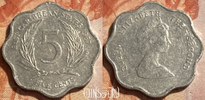 Восточные Карибы 5 центов 1987 года, KM# 12, 493р-108