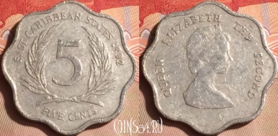 Восточные Карибы 5 центов 1992 года, KM# 12, 446-002