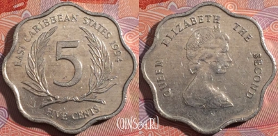 Восточные Карибы 5 центов 1994 года, KM# 12, a142-031