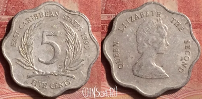 Восточные Карибы 5 центов 1995 года, KM# 12, 111m-057