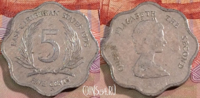 Восточные Карибы 5 центов 1995 года, KM# 12, 136b-001