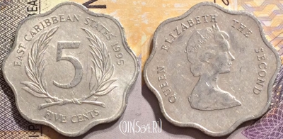 Восточные Карибы 5 центов 1995 года, KM# 12, 148-058
