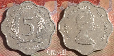Восточные Карибы 5 центов 1997 года, KM# 12, 147a-109