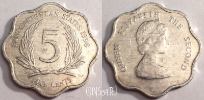 Восточные Карибы 5 центов 1998 год, KM# 12, 67-056b