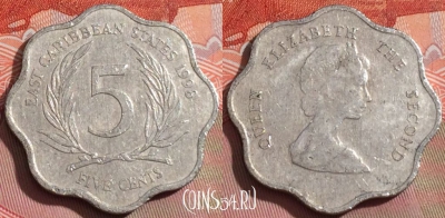 Восточные Карибы 5 центов 1998 года, KM# 12, 235a-123