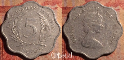 Восточные Карибы 5 центов 1999 года, KM# 12, 176a-135