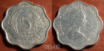 Восточные Карибы 5 центов 2000 года, KM# 12, 048-188