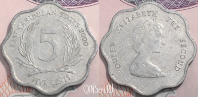 Восточные Карибы 5 центов 2000 года, KM 12, 120-039
