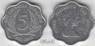 Восточные Карибы 5 центов 2000 года, KM# 12, 131-056