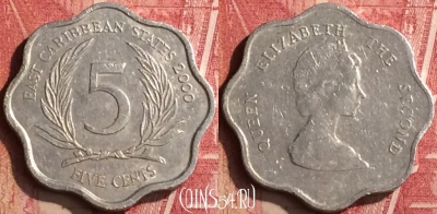Восточные Карибы 5 центов 2000 года, KM# 12, 182n-069