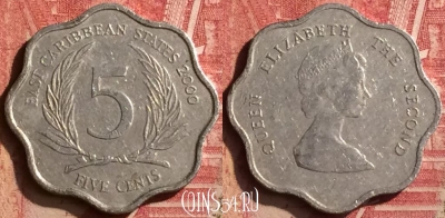 Восточные Карибы 5 центов 2000 года, KM# 12, 195n-043