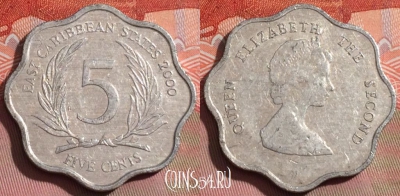 Восточные Карибы 5 центов 2000 года, KM# 12, 235a-126