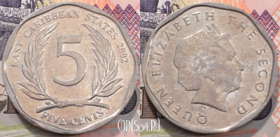 Восточные Карибы 5 центов 2002 год, KM 36, 117-113