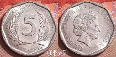 Восточные Карибы 5 центов 2010 года, KM# 36, 125j-039