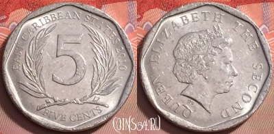 Восточные Карибы 5 центов 2010 года, KM# 36, 127j-124