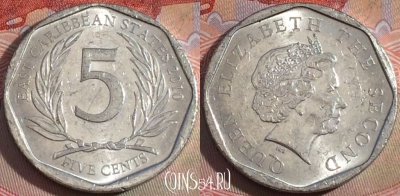 Восточные Карибы 5 центов 2010 года, KM# 36, 151b-058